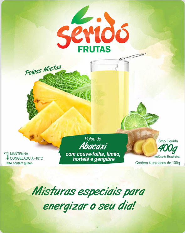 Abacaxi, Couve, Limão e Gengibre - Polpa Mista